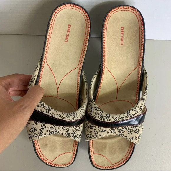 DIESEL y2k Printed Suede Mules Slip On Heeled Sandals Size 8.5/9 (no size tag) - Picture 10 of 12